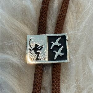 Vintage Bolo Tie for Duck Hunter - Brown Cord